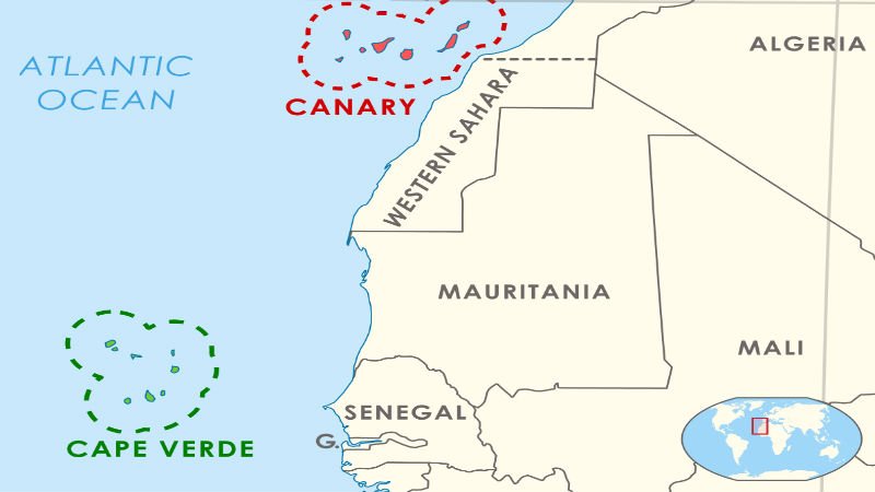 Localisation de la carte Cap-Vert et îles Canaries