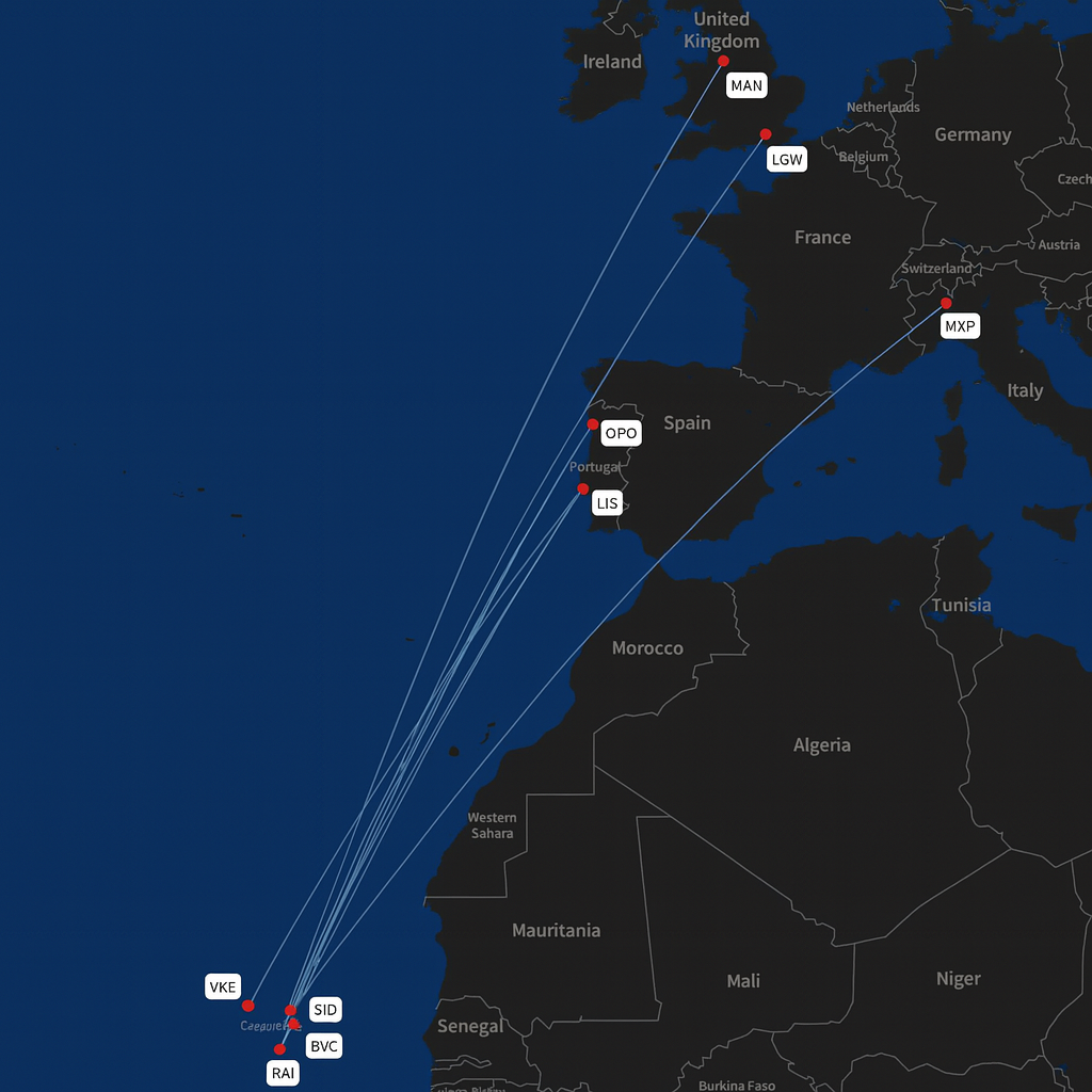 routes easyjet cap-vert